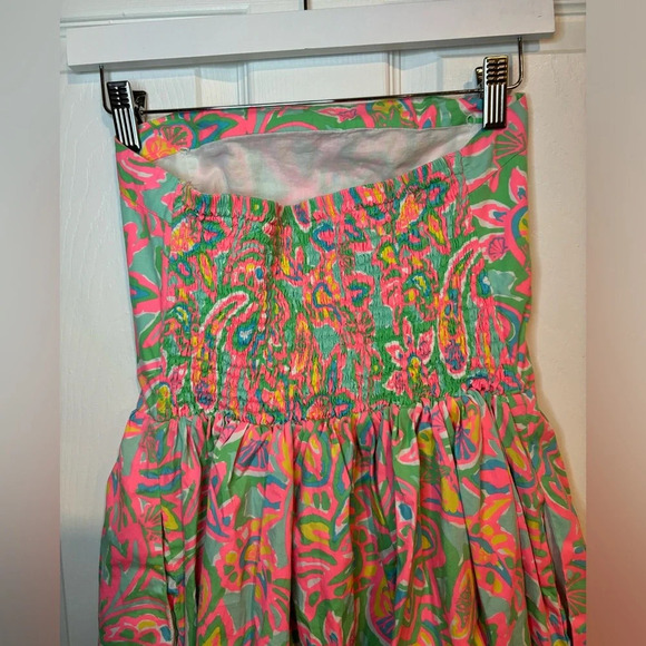Lilly Pulitzer Chandie Strapless Dess Sand Bar Blu Medium - Picture 6 of 10